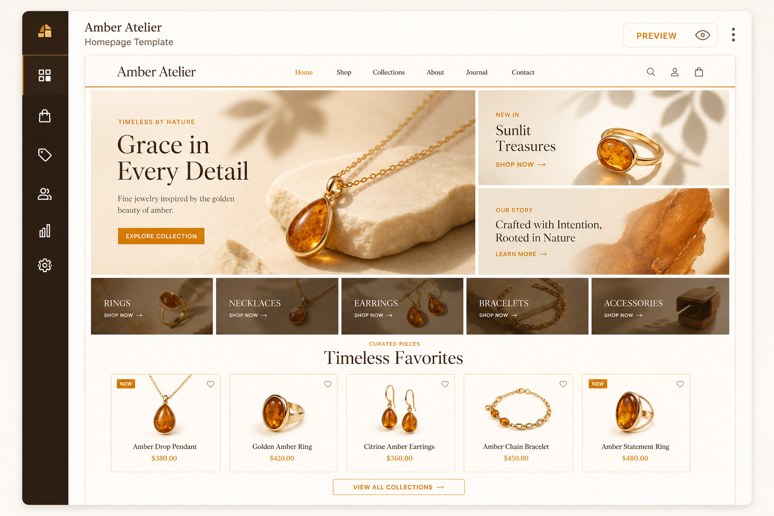 Amber Atelier tasarımının önizlemesi