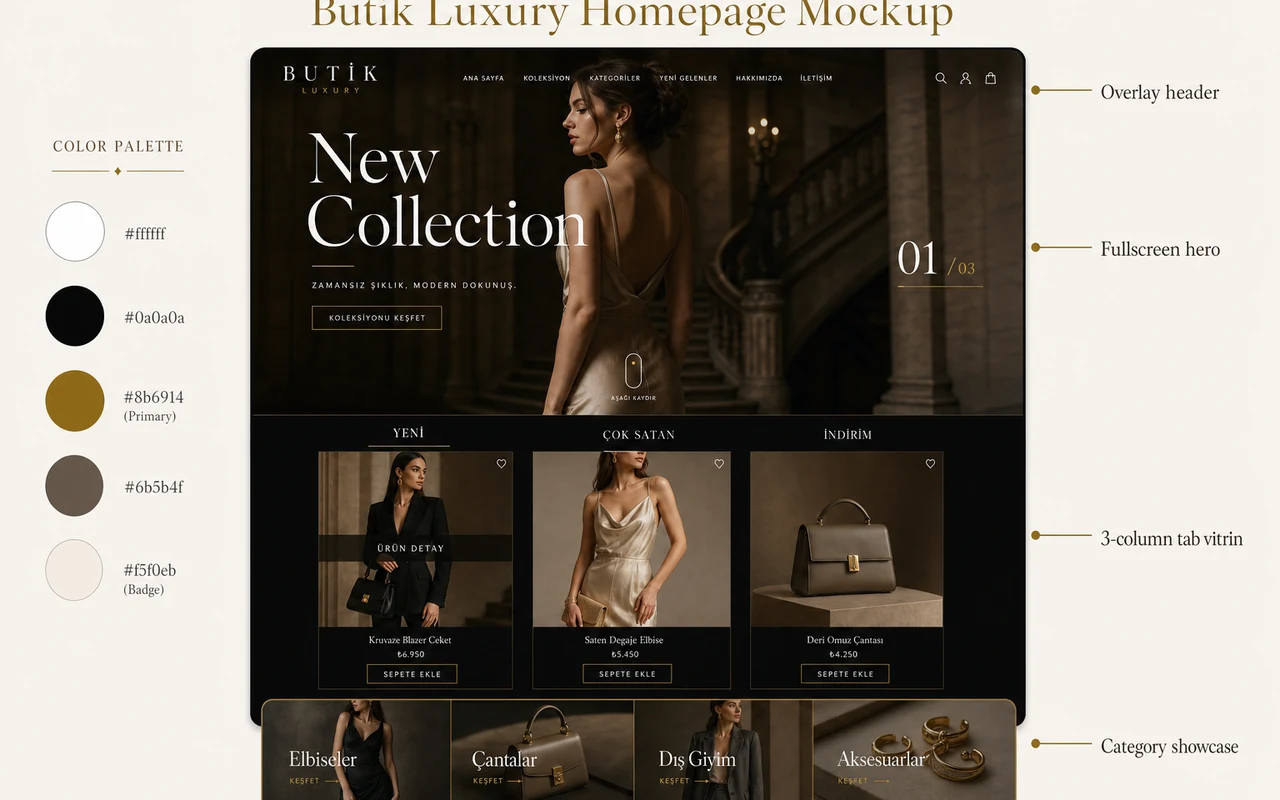 Butik tasarımının önizlemesi